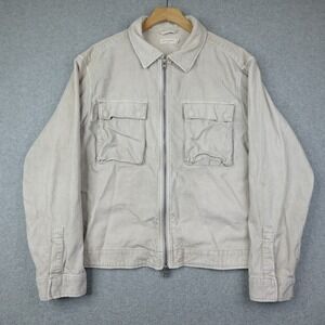 ALLSAINTS Clifton Jacket Corduroy Zip Up Beige Mens Large Cotton Shacket Casual